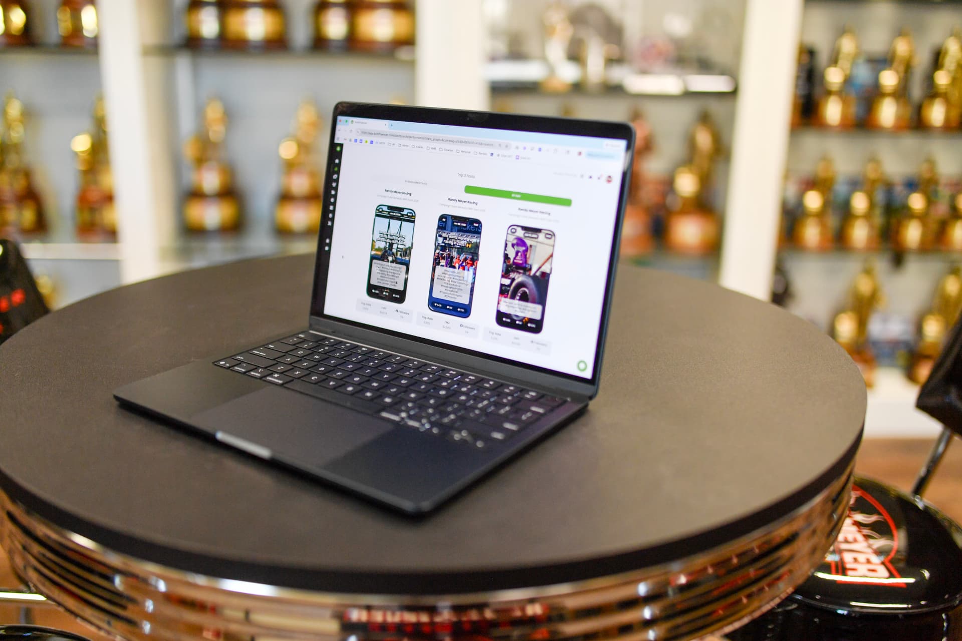 Autofluencer dashboard on a laptop